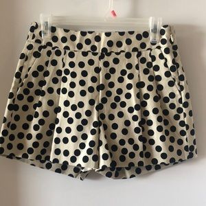 NWT J Crew ivory and black polka dot shorts